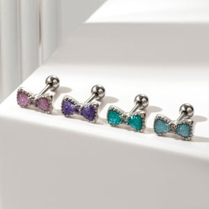 1 Piece Simple Series Classic Bow Knot Titanium Steel No Plating Material Zircon Women Stud Earrings h5